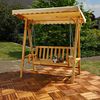 Hollywoodschaukel Natur/Beige Holz Gartenbank Outdoormöbel Hängeliege Sonnendach Bild 2