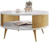 Couchtisch Rajkon Gold, Beine und Seiten aus Stahl (Farbe: Gold / Bianco Marmor) Bild 3