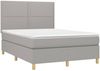 vidaXL Boxspringbett mit Matratze & LED Hellgrau 140x190 cm Stoff 3135349 Bild 3