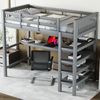 Hochbett, 90x200 ,Kinderhochbett mit Ablagefächern und Unterbettschreibtisch,Ohne Matratze, Grau Bild 2