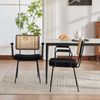 YakoHome Esszimmerstuhl Schwarz 62,5 x 58 x 82 cm – 2er-Set, Massivholzrahmen mit Rattan-Optik, weiches Chenille-Polster, verstellbare Füße Bild 2