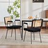 YakoHome Esszimmerstuhl Schwarz 62,5 x 58 x 82 cm – 2er-Set, Massivholzrahmen mit Rattan-Optik, weiches Chenille-Polster, verstellbare Füße Bild 3