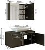 Roomart ATLANTIC-100 Badmöbel Set– 3-teiliges Badezimmermöbel Set - Unterschrank, Waschbecken & Spiegelschrank - H 45 x B 45 x T 100 cm • Schwarz-Eiche Bild 5