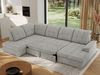 Ecksofa, Wohnzimmer U Couch, Polstersofa mit Bettkasten - MADRITO U - Hellgrau Stoff - Links Bild 3