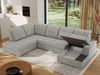 Ecksofa, Wohnzimmer U Couch, Polstersofa mit Bettkasten - MADRITO U - Hellgrau Stoff - Links Bild 4