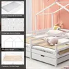 Kinderbett mit 2 Schlafgelegenheiten, Rausfallschutz, Schubladen und Rollrost, 90x200 cm (2-St), Hausbett Bild 4