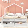 Kinderbett mit 2 Schlafgelegenheiten, Rausfallschutz, Schubladen und Rollrost, 90x200 cm (2-St), Hausbett Bild 3