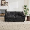 2-Sitzer Sofa aus Chenille, modular mit weicher Polsterung, Schwarz Bild 2