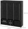 HOMCOM Stoffschrank Kleiderschrank mit Kleiderstangen und Schubladen (Faltbare Garderobe, 1-St, Faltschrank) Schwarz, 125 x 43 x 162,5 cm Bild 3
