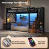 Odikalo Hochbett 90x200 140x200 Kinderbett Jugendbett, LED Schreibtisch Stauraumtreppe (Eisenrahmen, Lagerregal, Hängendes Gitter, LED-Lichtleiste, Schreibtisch, Treppenkonstruktionen mit Stauraum,mit 2 USB-Anschlüssen und 1 Typ-C-Buchse, Ohne Matratze) Bild 4