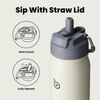 Edelstahl Trinkflasche 16oz mit Strohhalm für Kinder - BPA frei - Grau Bild 3