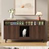 Katzentoiletten-Schrank/Sideboard, B 120 x T 50 x H 66 cm, aus MDF in Nussbaumoptik mit Doppeltüren Bild 2