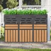 STILVORA Mülltonnenbox Multifunktionaler Außenschrank Müllbox mit integriertem Pflanzkasten (2-in-1 Design, Pflanzkasten, Mülltonnenschrank, wetterfest, 3 St, Jalousien-Lüftung, Kettenführung, getrennte Öffnungseinheiten), für Garten, Terrasse, Balkon,... Bild 2