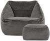 Icon Riesen Sitzsack Sessel „Natalia“, Plüsch XXL Sitzsack Erwachsene mit Füllung für das Wohnzimmer, Riesensitzsack Sofa XXL (Grün, Sitzsack + Hocker) Bild 4