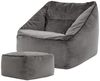 Icon Riesen Sitzsack Sessel „Natalia“, Plüsch XXL Sitzsack Erwachsene mit Füllung für das Wohnzimmer, Riesensitzsack Sofa XXL (Grün, Sitzsack + Hocker) Bild 2
