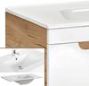 Badezimmermöbel Set Hochglanz weiß, Wotan Eiche Nb. LUTON-56 mit 81 cm Waschtisch & LED-Spiegel, 81/200/46 cm Bild 3
