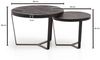 Couchtisch 2er Set Akazie Massivholz Steinoptik Rund Metallgestell Modern Schwarz Anthrazit Bild 4