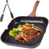 BlingBin Grillpfanne Antihaft Steakpfanne mit Griff, Quadratische Pfanne für Induktion, Aluminiumlegierung (1er Set, 1-tlg, 48*29,5*4,5cm), Omlettenpfanne Pfanne mit Lebensmittelclips für Alle Herdarten Bild 4