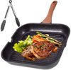 BlingBin Grillpfanne Antihaft Steakpfanne mit Griff, Quadratische Pfanne für Induktion, Aluminiumlegierung (1er Set, 1-tlg, 48*29,5*4,5cm), Omlettenpfanne Pfanne mit Lebensmittelclips für Alle Herdarten Bild 5