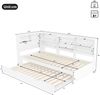Bett 90×190/200 cm aus Kiefernholz und MDF mit Ausziehbett und USB-C-Anschluss, weiß Bild 4