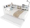 Bett 90×190/200 cm aus Kiefernholz und MDF mit Ausziehbett und USB-C-Anschluss, weiß Bild 5