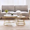 Couchtisch-Set 2-teilig, rund, H 47/40 x T 70/45 x B 70/45 cm, MDF mit Marmormuster, Metallgestell Bild 4