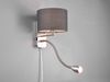 LED Wandleuchte mit Leselampe, Schalter & Stecker, Stoffschirm Grau, Höhe 23,5cm Bild 3