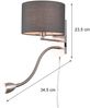 LED Wandleuchte mit Leselampe, Schalter & Stecker, Stoffschirm Grau, Höhe 23,5cm Bild 4