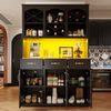 Sideboard 120×40×180 cm Schwarz mit LED-Beleuchtung, Schubladen & verstellbaren Böden, Küchen- und Wohnschrank Aufbewahrung Bild 3