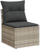 vidaXL 10-tlg. Garten-Sofagarnitur mit Kissen Hellgrau Poly Rattan 3223111 Bild 5