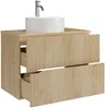 Vente-unique - ORISO Waschbeckenmöbel Holz, Platte Beige - B 46 cm x H 57 cm x L 80 cm Bild 4