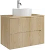 Vente-unique - ORISO Waschbeckenmöbel Holz, Platte Beige - B 46 cm x H 57 cm x L 80 cm Bild 3
