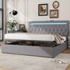 Merax 180*200cm Doppelbett, Polsterbett, hydraulisches Bett mit Hebemechanismus, farbwechselndes Umgebungslicht, Fernbedienung, USB-Anschluss, grau Bild 5