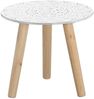 Kleiner Beistelltisch 30x30 cm - weiß/Natur mit Dekor - Deko Holz Tisch Couchtisch Sofatisch Blumenhocker Bild 2