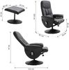 Flieks Relaxsessel mit Hocker, Relaxsessel mit 10 Vibrationspunkte, 95° - 145° Neigung, Kunstleder, Schwarz Bild 3