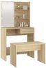 vidaXL Schminktisch mit LED-Lichterkette und Bank, Holzwerkstoff sonoma-eiche, 74,5 x 40 x 141 cm Bild 5