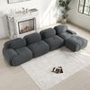 Flieks Modulares Cord Sofa 4-Sitzer mit 1x Hocker, Cloud Sofa rahmenlos, bodennah mit tiefer Sitzfläche, weich & bequem, rutschfest, Grau Bild 3