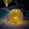 LED Solarleuchte, Kugel rost, Dekorstanzungen, 40 cm Bild 4