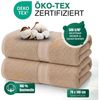 leevitex® Duschtücher 2er-Set, 70x140 cm, 100% Baumwolle, saugstark und fusselfrei, Frottee (Set, 2-St), OEKO-TEX® STANDARD 100 zertifiziert, gestreifte Bordüre Bild 4