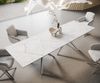 Esstisch Edge 300x100 Keramik Laminam®Statuarietto Weiß Estelar rund Edelstahl Bild 2
