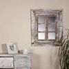 Wandspiegel mit Scheiben Braun Bilderrahmen Fensterladen Fotorahmen Holzdeko Bild 2