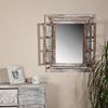 Wandspiegel mit Scheiben Braun Bilderrahmen Fensterladen Fotorahmen Holzdeko Bild 3