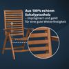 KHG Klappstuhl mit Armlehnen und verstellbare Rückenlehne für Garten & Balkon, Hochlehner platzsparend klappbar, Eukalyptusholz geöltes Echtholz wetterfest 110 kg belastbar Outdoor Bild 4