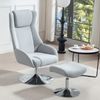 Relaxsessel mit Fußhocker 68 × 84 × 118 cm, 360° drehbar, gepolstert mit leinenartigem Stoff, robuste Metallbasis, bis 120 kg,Grau Bild 3