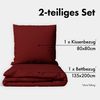 JACOBSON Bettwäsche 135x200 Set - 100% Baumwolle Bettbezug 135x200 cm + 1 Kissenbezug 80x80 cm, Perkal Bettwäsche 2-teilig mit Reißverschluss (135x200 cm, Bordeaux, 2-teilig) Bild 2