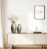 Deko Vase 2er Set Aluminium Gold Patina Modern Rund Handgefertigt Bild 3