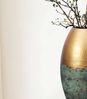 Deko Vase 2er Set Aluminium Gold Patina Modern Rund Handgefertigt Bild 5