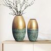 Deko Vase 2er Set Aluminium Gold Patina Modern Rund Handgefertigt Bild 2