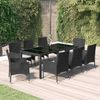 vidaXL 9-tlg. Garten-Essgruppe mit Kissen Schwarz Poly Rattan 3187321 Bild 1