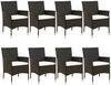 vidaXL 9-tlg. Garten-Essgruppe mit Kissen Schwarz Poly Rattan 3187321 Bild 4